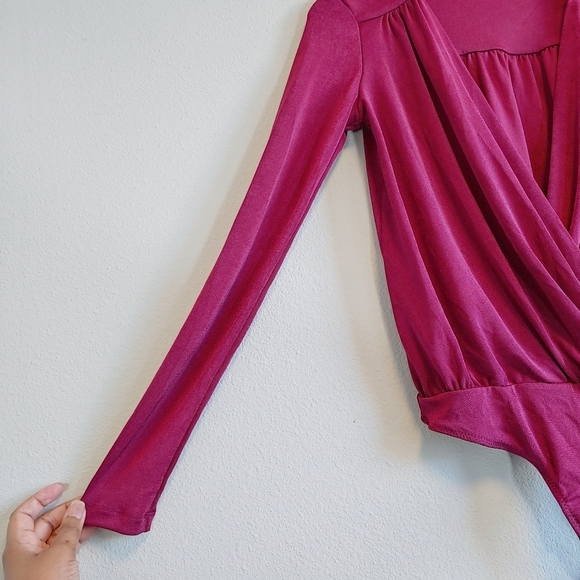 Intimately Free People Metallic Burgundy Turnt Thong Bodysuit Sz S - Picture 2 of 9